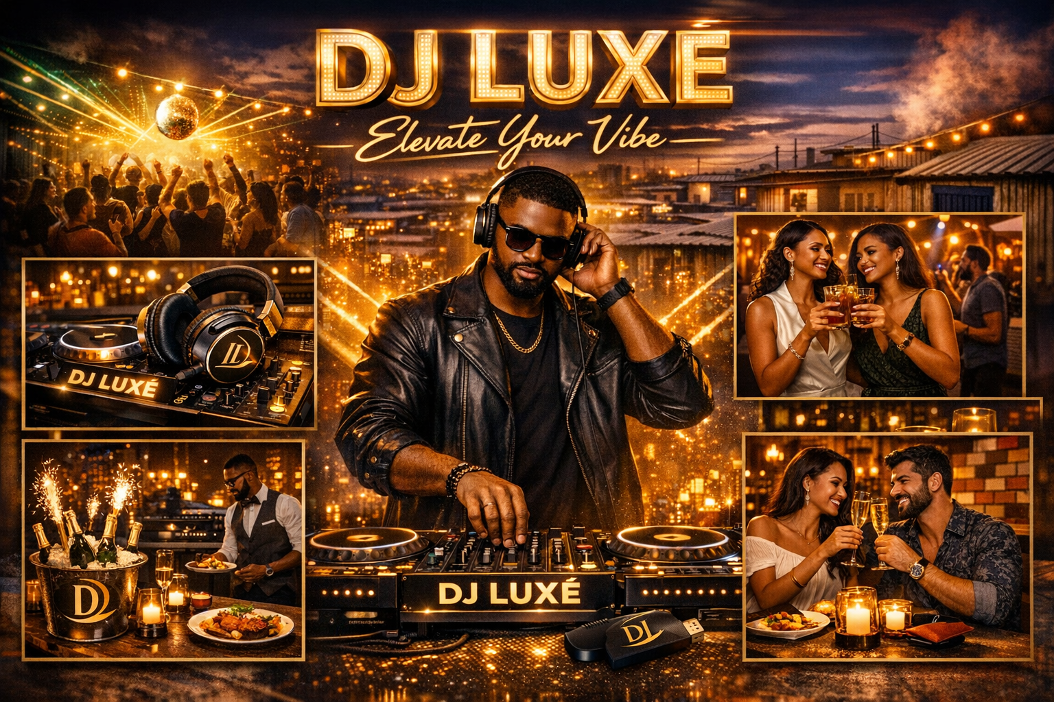 DJ performing at a live event with crowd and lighting setup